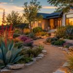 Drought-tolerant landscaping with native plants and stone in a Central Texas yard